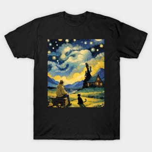 Starry Night Cat, Van Gogh Cat, Cat Lover, Cat Mom, Cat Dad T-Shirt